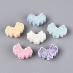 Flocking Opaque Acrylic Heart Beads, Mixed Color, 13.5x20x2mm, Hole: 2.5mm(OACR-T030-13M)