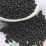 Opaque Glass Seed Beads, Peanut, Black, 3.5~4x2~2.5x2~2.3mm, Hole: 0.8mm(SEED-K009-06B-01)