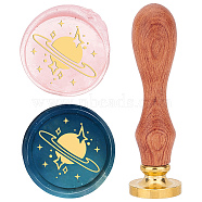 Brass Wax Seal Stamps with Rosewood Handle, for DIY Scrapbooking, Planet Pattern, 25mm(AJEW-WH0412-0049)