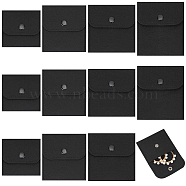 Elite 12Pcs 4 Style Felt Jewelry Storage Bags, with Snap Buttons, Black, 7.5~11.5x7.5~10x0.85~0.95cm, 3pcs/style(ABAG-PH0001-35)