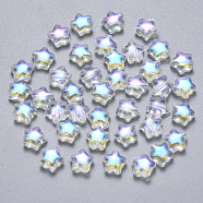 Transparent Spray Painted Glass Beads, AB Color Plated, Star, Clear AB, 8x8.5x4mm, Hole: 1mm(GLAA-R211-04-G03)