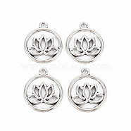 Tibetan Style Alloy Pendants, Cadmium Free & Lead Free, Flat Round with Flower, Antique Silver, 22.5x19x2mm, Hole: 2mm, about 522pcs/1000g(TIBE-S320-202AS)