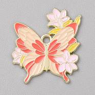 Alloy Enamel Pendants, Golden, Swallow & Butterfly Charm, Swallow, 26x30x1.5mm, Hole: 2.5mm(FIND-CJC0027-02G-09)