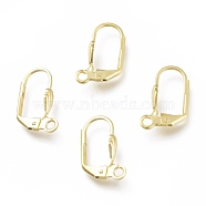 Brass Leverback Earring Findings, with Loop, Real 24K Gold Plated, 16.5x11x2~4mm, Pin: 0.7mm, Hole: 1.8mm(KK-Z007-28G)
