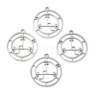 201 Stainless Steel Sigil of Lilith Pendants, Laser Cut, Flat Round, Stainless Steel Color, 28x25x1mm, Hole: 1.8mm(STAS-S120-001)