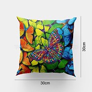 DIY Diamond Painting Pillowcase Kits, including Cloth, Resin Rhinestones, Diamond Sticky Pen, Tray Plate and Glue Clay, Square, Butterfly Pattern, 300x300mm(DIAM-PW0001-278G)