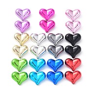 UV Plating Opaque Acrylic Beads, Heart, Mixed Color, 16.5x21x9.8mm, Hole: 2mm(MACR-D082-09)