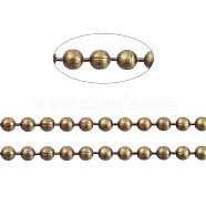 Brass Ball Chains, Faceted, Long-Lasting Plated, Soldered, with Spool, Cadmium Free & Nickel Free & Lead Free, Antique Bronze, 1.2mm, about 301.83 Feet(92m)/roll(CHC-S008-004E-AB)