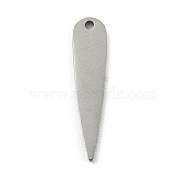 304 Stainless Steel Pendants, Teardrop Charm, Laser Cut, Stainless Steel Color, 20x4.5x1mm, Hole: 1.2mm(STAS-R228-04P)