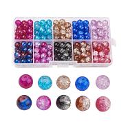 Round Transparent Crackle Glass Beads, Mixed Color, 10mm, Hole: 1.3~1.6mm, about 100~105pcs/box(CCG-X0008-01-10mm)
