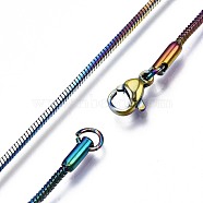 Ion Plating(IP) 304 Stainless Steel Snake Chain Necklace, with Lobster Claw Clasps and Jump Rings, Rainbow Color, 19.68 inch(50cm)(STAS-S119-005)