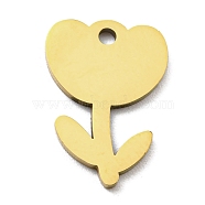 Ion Plating(IP) 316L Surgical Stainless Steel Pendants, Laser Cut, flower Charm, Real 18K Gold Plated, 16x11x1mm, Hole: 1.4mm(STAS-M317-20G)