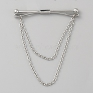 Brass Hanging Chains Collar Pins Tie Clips, Cardigan Clips for Men Women, Platinum, 70x59.5mm(AJEW-WH0401-65P)