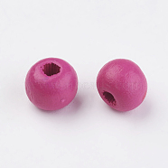 Natural Wood Beads, Dyed, Round, Camellia, 8x7mm, Hole: 2~3mm, about 2770pcs/500g(WOOD-Q030-58A)