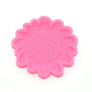 DIY Pendant Silicone Molds, Resin Casting Pendant Molds, For UV Resin, Epoxy Resin Jewelry Making, Flower, Hot Pink, 65x65x6.5mm, Hole: 2.5mm(DIY-TAC0012-34)