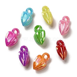 Plating Opaque Acrylic Pendant, AB Color, Heart, Mixed Color, 17x11x8mm, Hole: 3mm, 1219pcs/500g(OACR-E039-61)