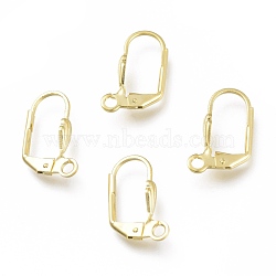 Brass Leverback Earring Findings, with Loop, Real 24K Gold Plated, 16.5x11x2~4mm, Pin: 0.7mm, Hole: 1.8mm(KK-Z007-28G)