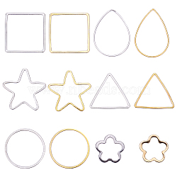Brass/304 Stainless Steel Links Rings, Mixed Shape, Mixed Color, 7.4x7.2x1.7cm, 120pcs/box(FIND-SC0001-09)
