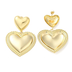 Brass Stud Earrings for Women, Heart, Golden, 65x44mm(EJEW-B057-09G)