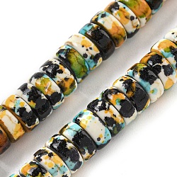 Baking Paint Synthetic Turquoise Beads Strands, with Enamel, Disc, Black, 6~6.5x2.5mm, Hole: 1~1.2mm, about 133~134pcs/strand, 14.57''(37cm)(G-H060-02B-11)