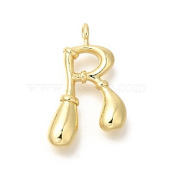 Rack Plating Brass Pendants, Cadmium Free & Lead Free, Letter A~Z Charms, Letter R, 23x14.5x4mm, Hole, 2mm(KK-I722-08G-R)