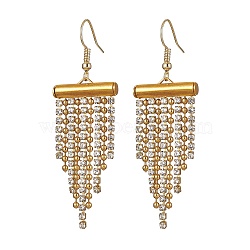 Rhinestone Chains Tassel Earrings, 304 Stainless Steel Dangle Earrings, Golden, 63x20mm(EJEW-JE05474)