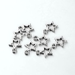 Tibetan Style Alloy Star Charms, Antique Silver, 12x9x1mm, Hole: 1.5mm(TIBEB-O004-29)
