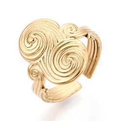 Adjustable Ion Plating(IP) 304 Stainless Steel Cuff Open Rings for Women, Vortex, Real 18K Gold Plated, 19mm, Inner Diameter: 17mm(RJEW-N052-24G)