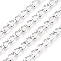 Tarnish Resistant 304 Stainless Steel Curb Chains, Unwelded, for Jewelry Making, Stainless Steel Color, 10.8x5.7x2.5mm, about 32.8 Feet(10m)/roll(CHS-P010-02P)