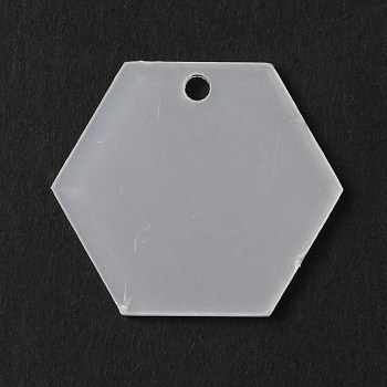 Transparent Acrylic Pendants, Hexagon, Clear, 27.5x31.5x2mm, Hole: 2.5mm