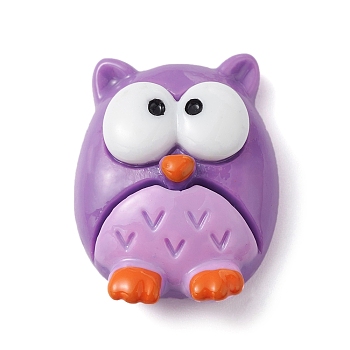 Halloween Opaque Resin Cabochons, Lilac, Owl Pattern, 26.5x20x10mm