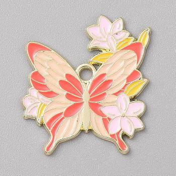 Alloy Enamel Pendants, Golden, Swallow & Butterfly Charm, Swallow, 26x30x1.5mm, Hole: 2.5mm