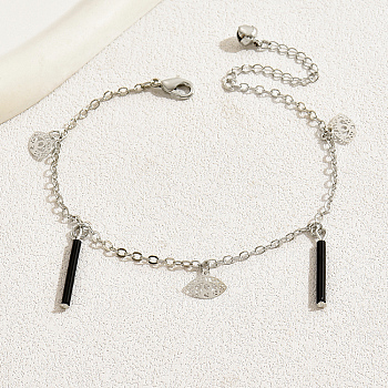 Fashionable Casual Brass Evil Eye Charms Tassel Anklet for Women