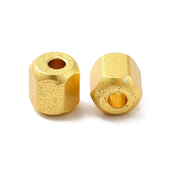 Rack Plating Brass Beads, Long-Lasting Plated, Hexagon, Golden, 4.5x4x4.5mm, Hole: 1.5mm