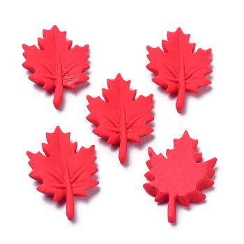 Autumn Theme Opaque Resin Cabochons, for DIY Decoration, Maple Leaf, Red, 30.5x21x5mm