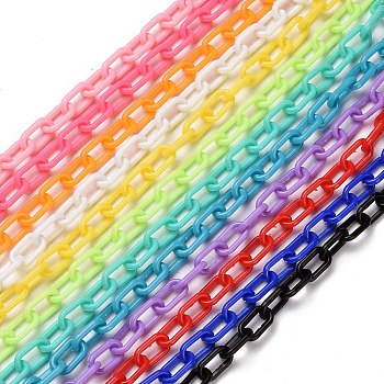 Opaque Acrylic Cable Chains, Mixed Color, 13.5x7.5x2mm, about 1.61 Feet(0.49m)/Strand