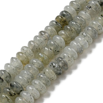 Natural White Labradorite Beads Strands, Rondelle, 4~4.5x2~2.5mm, Hole: 1.2mm, about 155~163pcs/strand, 15.24''~15.31''(38.7~38.9cm)