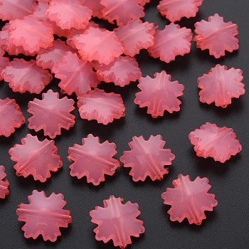 Imitation Jelly Acrylic Beads, Faceted, Snowflake, Salmon, 15x14x6mm, Hole: 1.6mm, about 970pcs/500g