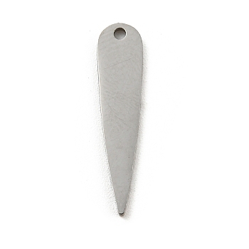 304 Stainless Steel Pendants, Teardrop Charm, Laser Cut, Stainless Steel Color, 20x4.5x1mm, Hole: 1.2mm