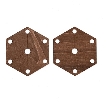 Wood Tool for Knitting Loom Accessories, Hexagon, Camel, 7x6.1x0.2cm, Hole: 6mm and 8mm