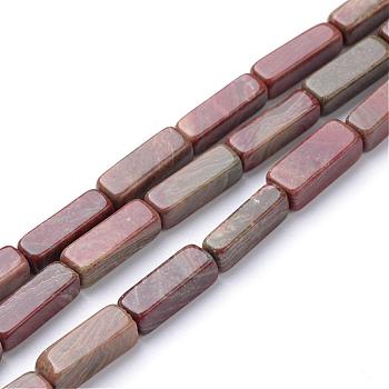 Natural Red Jasper Beads Strands, Cuboid, 13~14x4~5x4~5mm, Hole: 1mm, about 29~31pcs/strand, 15.3 inch