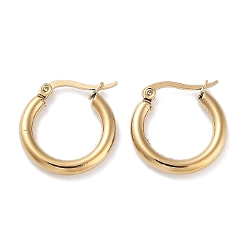 Ring 304 Stainless Steel Hoop Earrings for Women Men, Golden, 9 Gauge, 19.5x3mm, Pin: 0.6mm