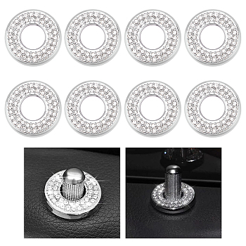 CHGCRAFT 8Pcs Zinc Alloy Car Inner Door Lock Pull Cover, Rhinestone Auto Interior Rod Bolt Accessories, Bling Car Decoration Stickers, Crystal, 25x4mm, Hole: 10mm