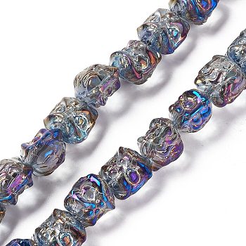 Half Rainbow Plated Electroplate Glass Beads, Dancing Lion, Gray, 11.5~12x11.5x9.5mm, Hole: 1.2mm, about 55pcs/strand, 24.02''(61cm)