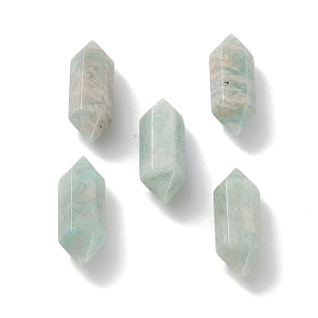 Natural Amazonite Double Terminal Pointed Beads, No Hole, Faceted, Bullet, 15.5x6x5mm
