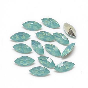 Pointed Back Resin Rhinestone Cabochons, Horse Eye, Turquoise, 10x5x3.5mm, about 1200pcs/bag