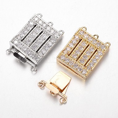 Mixed Color Rectangle Brass+Cubic Zirconia Clasps