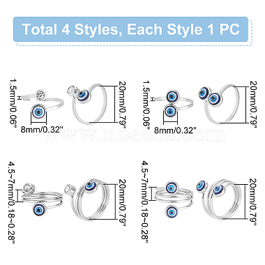 Pandahall Elite® 4pcs 4 anneaux de manchette en résine style mauvais œil(RJEW-PH0001-11)-2