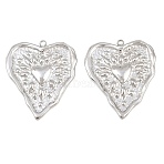 304 Stainless Steel Pendants, Heart Charms, Stainless Steel Color, 34.5x29.5x3mm, Hole: 1.8mm(SA-CBAE7EB-24P)