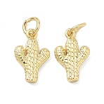 Brass Pendants, with Jump Ring, Cactus Charms, Real 16K Gold Plated, 13.5x8.5x2.5mm, Hole: 3.5mm(KK-A282-21G)